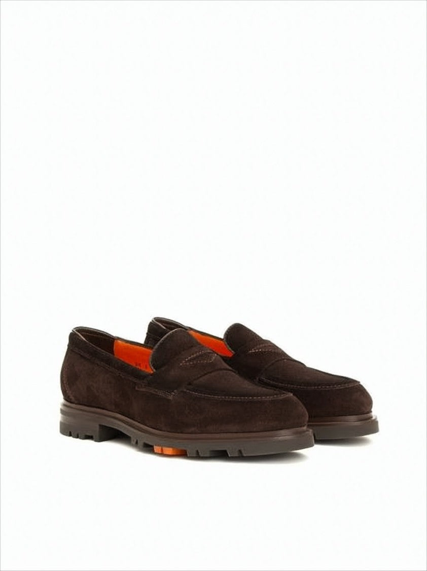 Santoni Goodyear Construction Suede Moccasins