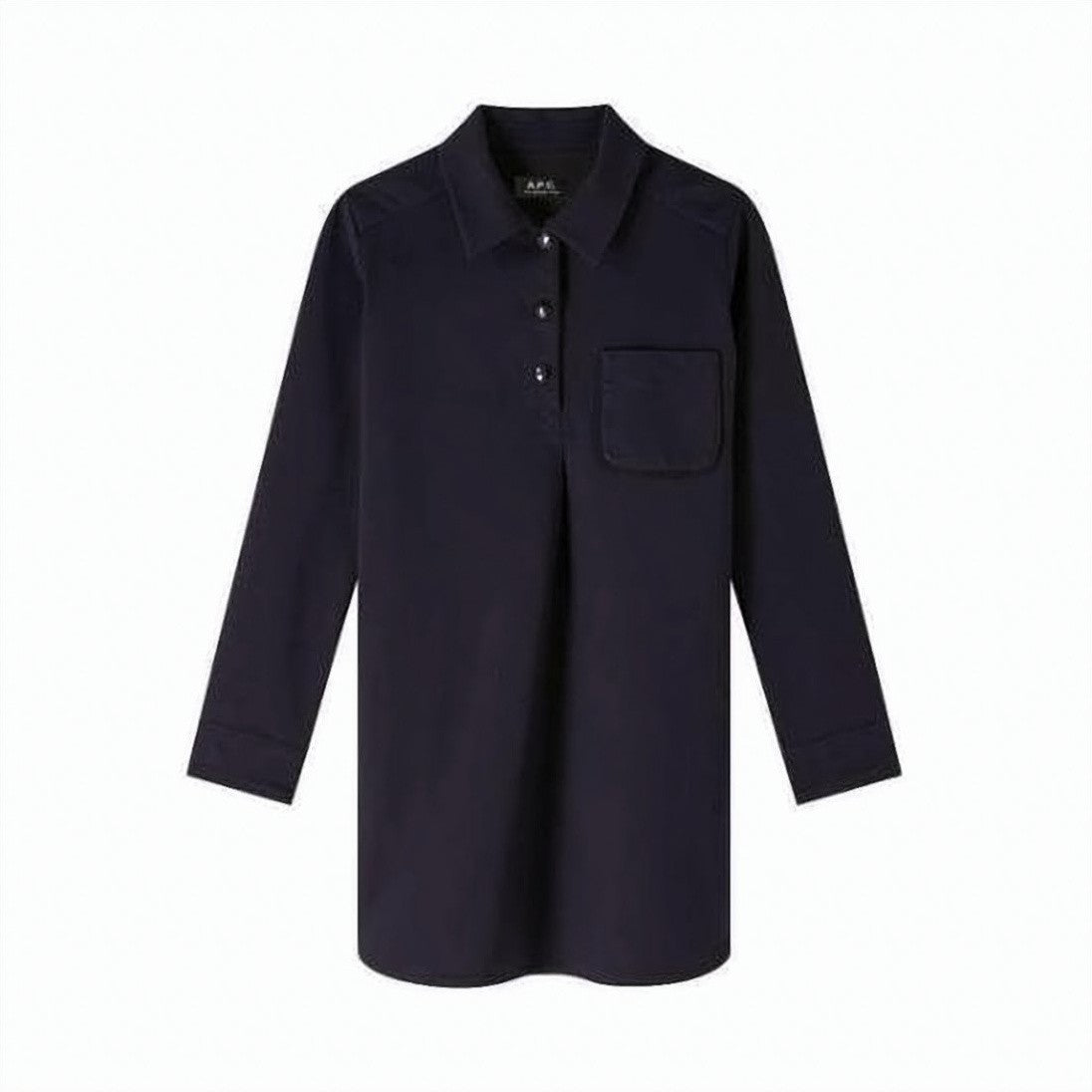 A.P.C. Collared Long-Sleeved Midi Dress With Button Placket