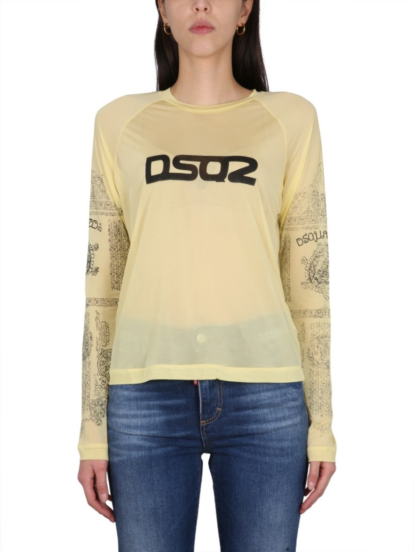 Dsquared2 Semi-Sheer Long-Sleeved T-Shirt