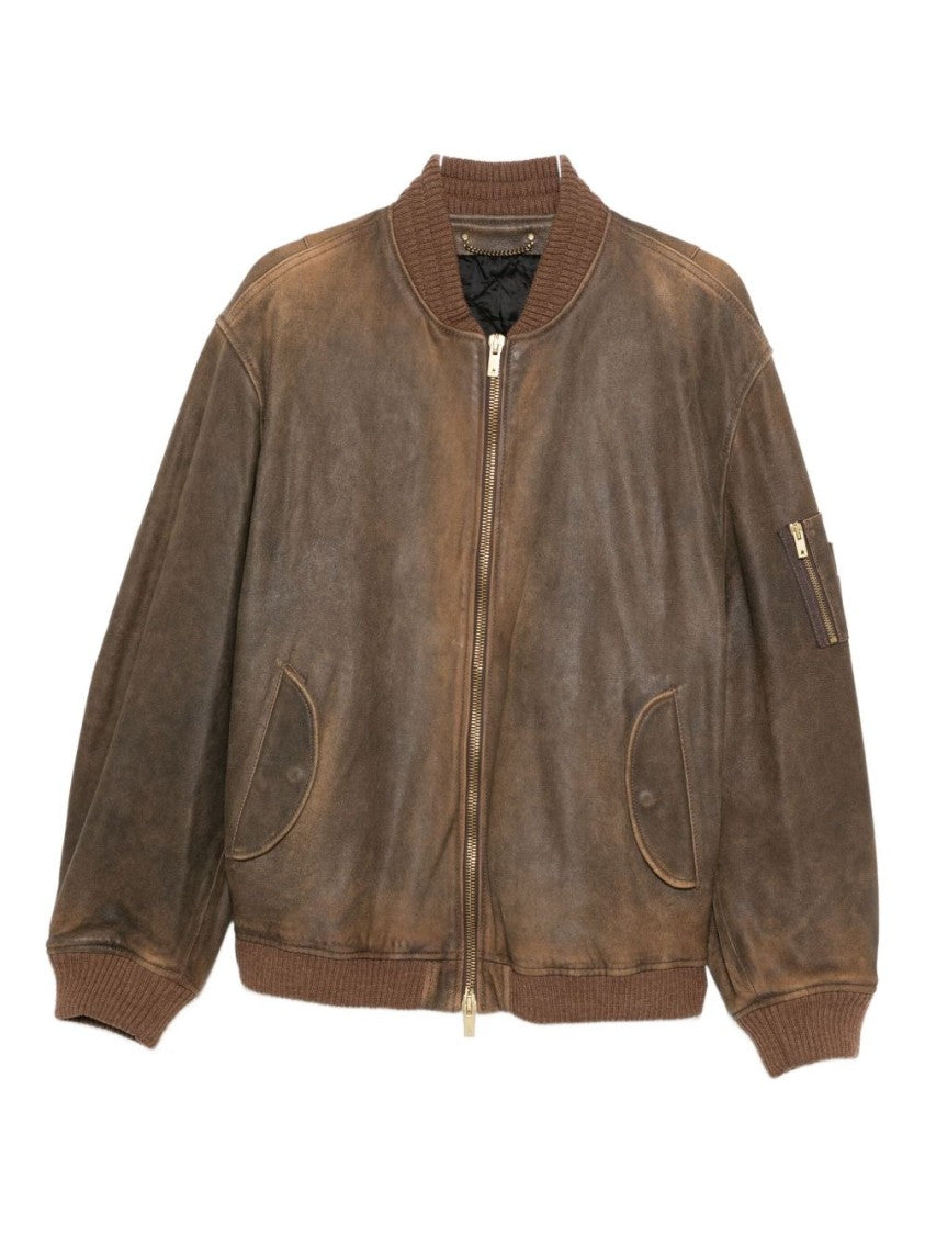 Golden Goose Rich Brown Lamb Leather Vintage Jacket