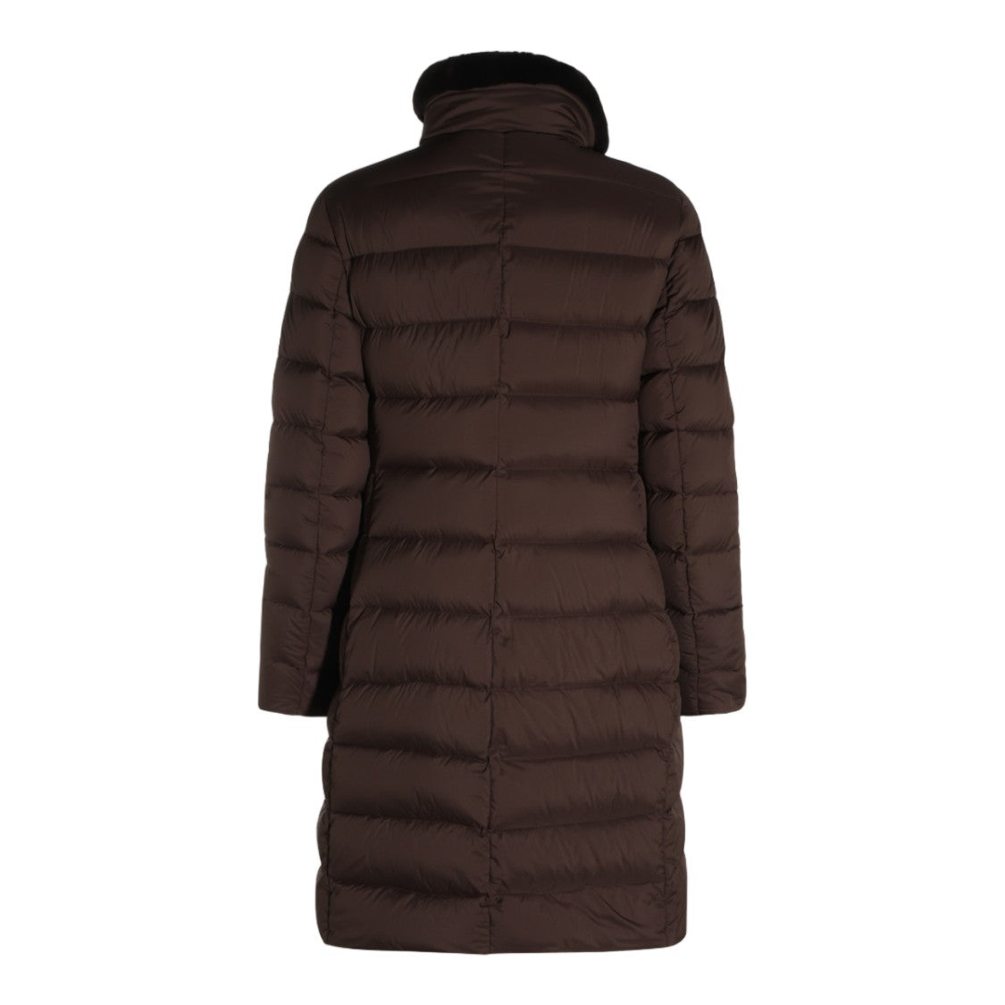 Moorer Long Padded Coat With Plush Fur Collar