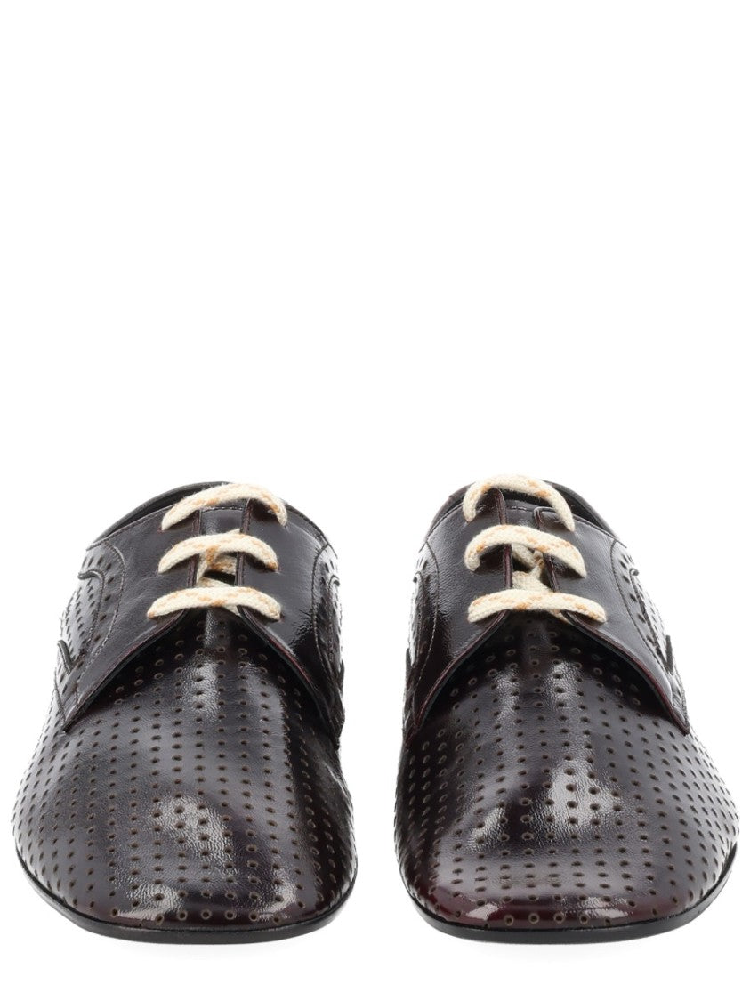 Dries Van Noten Pointed Toe Perforated Laces Loafers