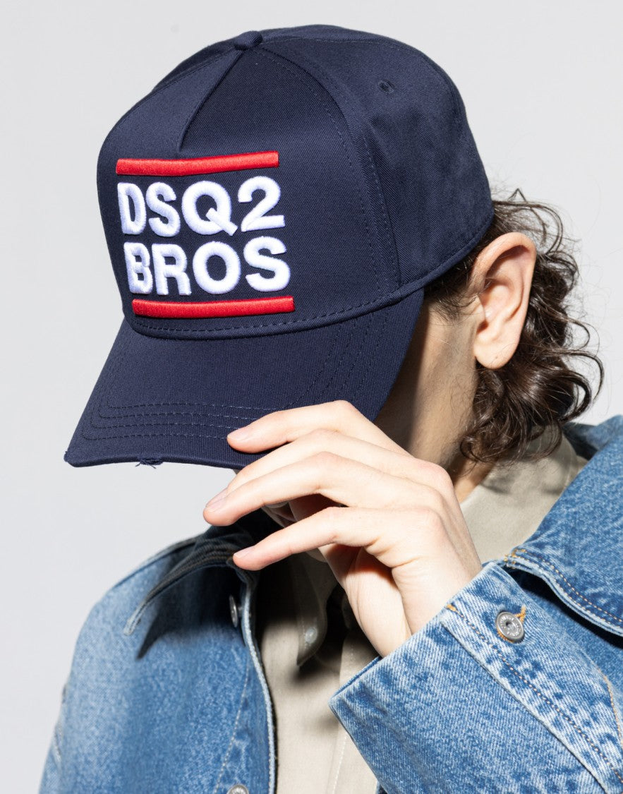 Dsquared2 Navy Blue Dsq2 Bros Logo Cotton Baseball Cap