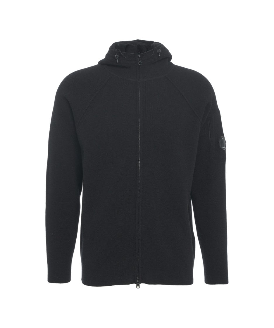 C.P. Company Knitted Jacket With Adjustable Hood And Iconic Logo