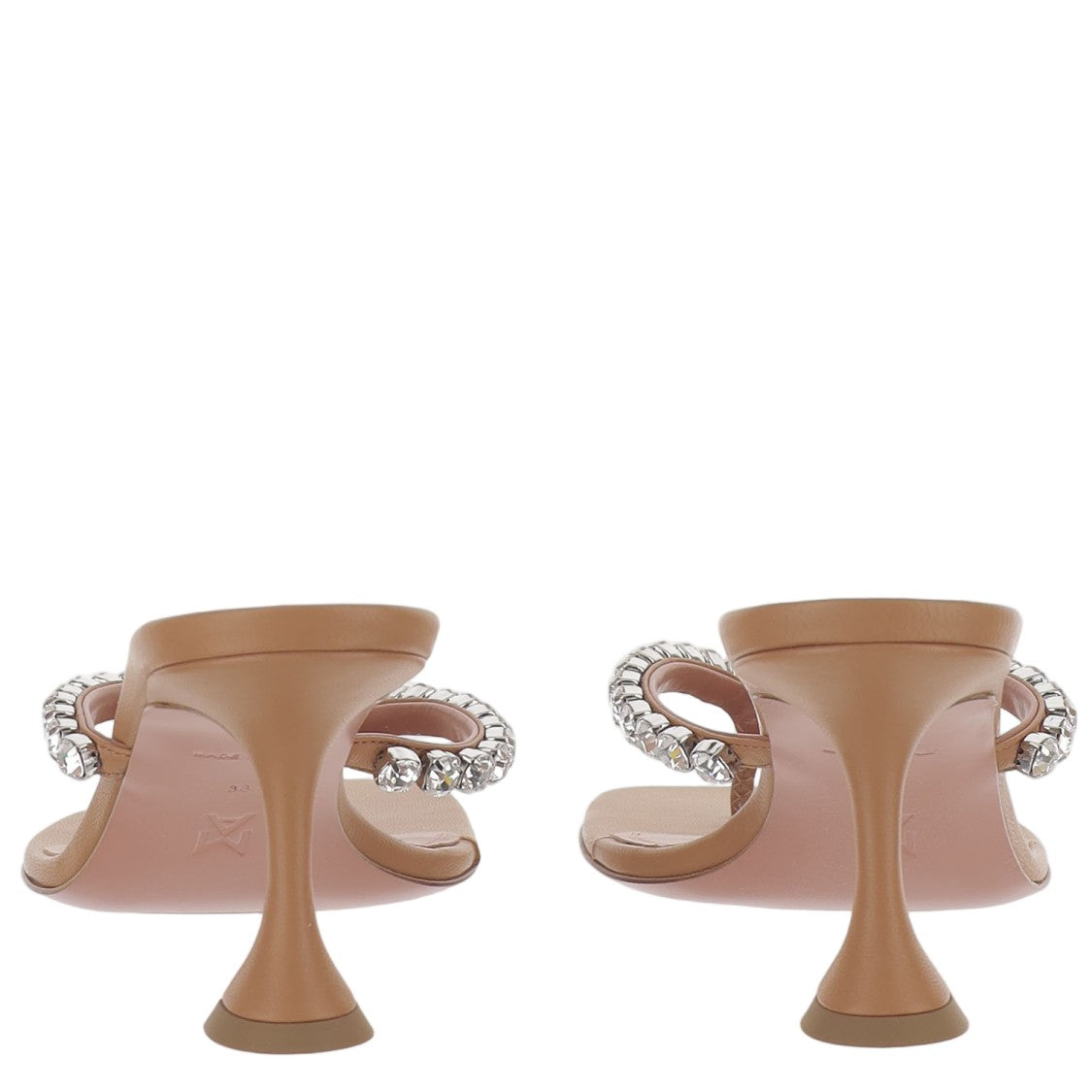 Amina Muaddi Leather Sandals With Crystal-Embellished Thong Design