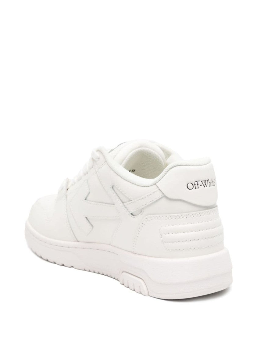 Off-White Monochromatic Leather Low-Top Sneakers With Distinctive Arrow Overlay
