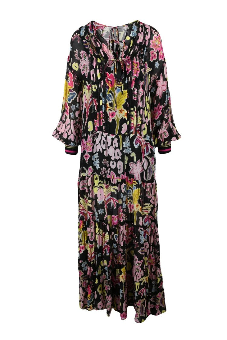 Ermanno Firenze Long Voile Dress - Multicolor