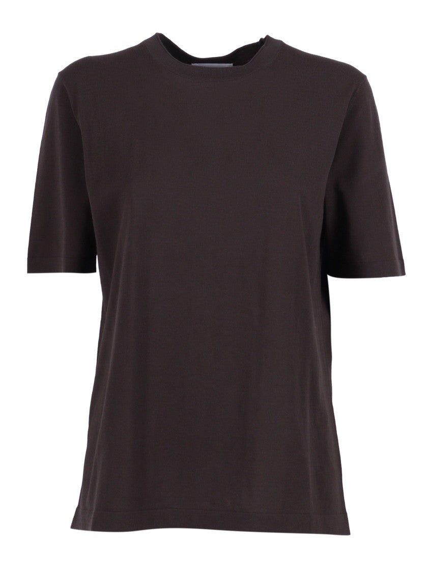 Kangra Cashmere Brown Short Sleeve Cotton T-Shirt