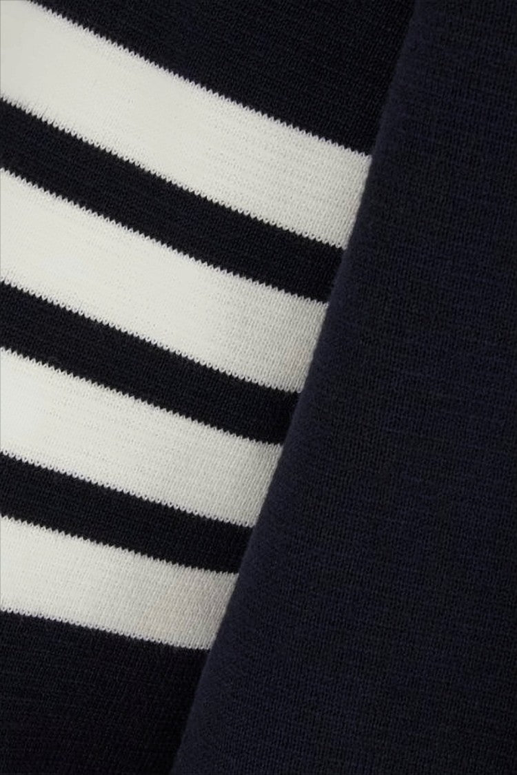 Thom Browne Classic Crew Neck Cotton Sweater With Striped Detailing