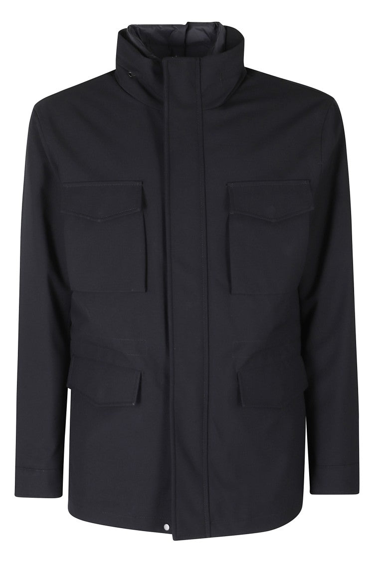 Duno Dark Blue Field Viscose-Blend Jacket