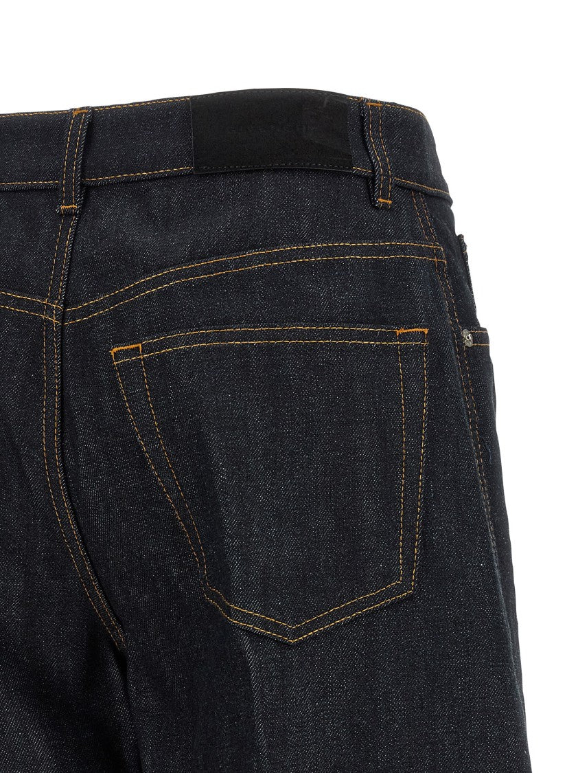 Givenchy Flared Black Denim Jeans With Stitched Turn-Up And Contrast Stitching