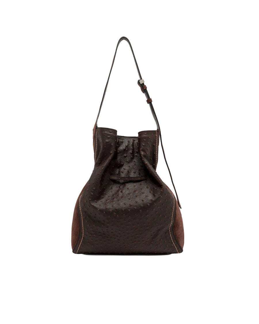 Gianni Chiarini Espresso Sienna Ostrich-Embossed Leather Bag