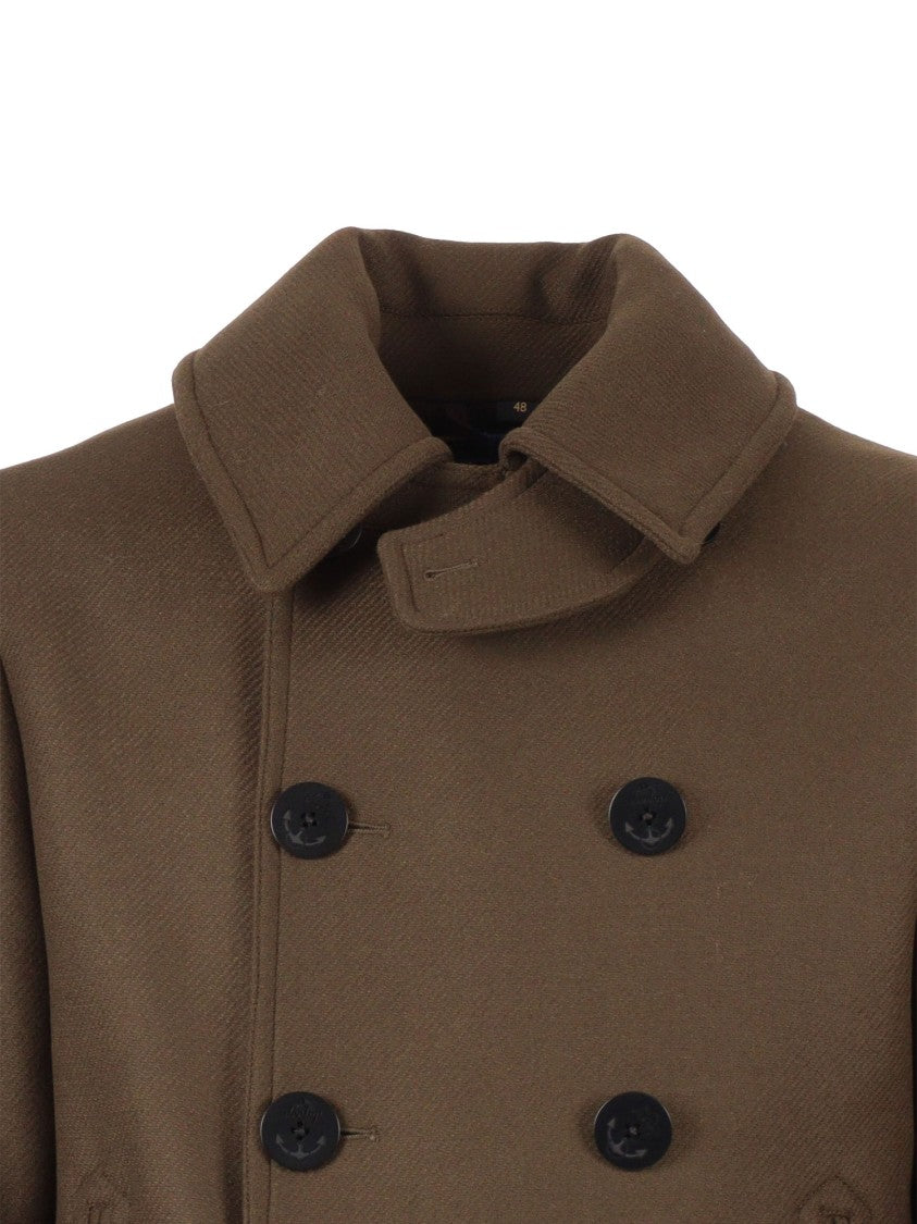 Sealup Structured Wool-Polyamide Blend Peacoat With Anchor Buttons
