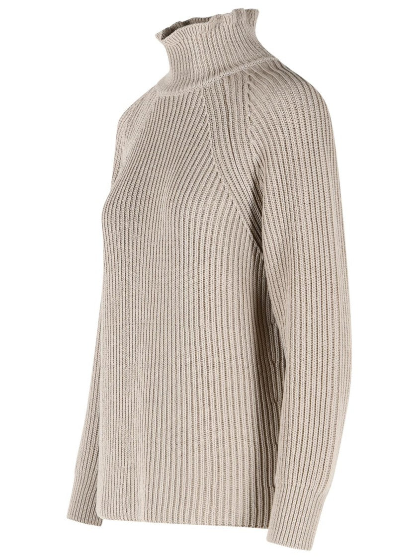 Max Mara 'Camino' Oversized Sand Cotton Cordonetto Sweater