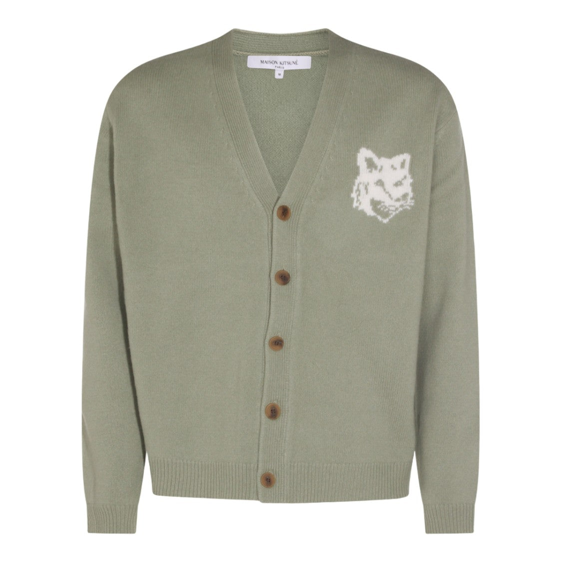 Maison Kitsuné Knitted Cardigan Sweater With Fox Head Motif