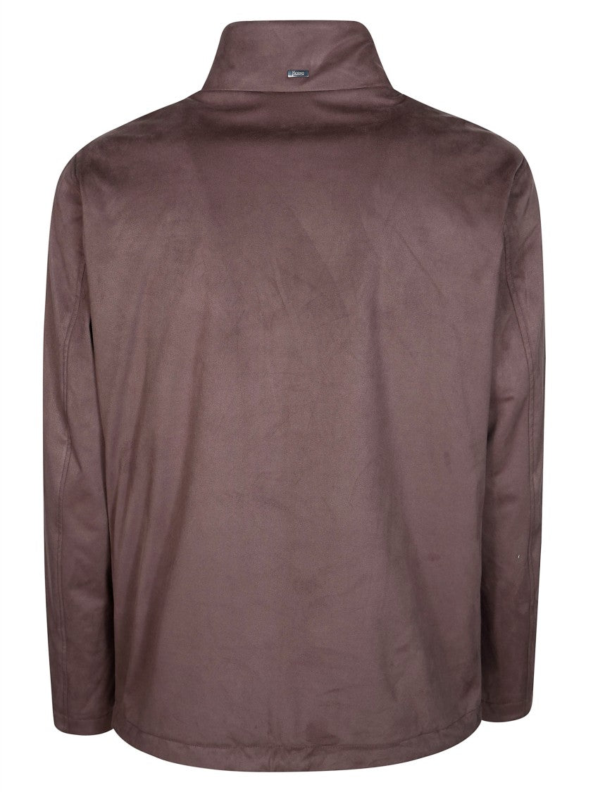 Herno Suede-Texture Brown Plush-Lined Jacket