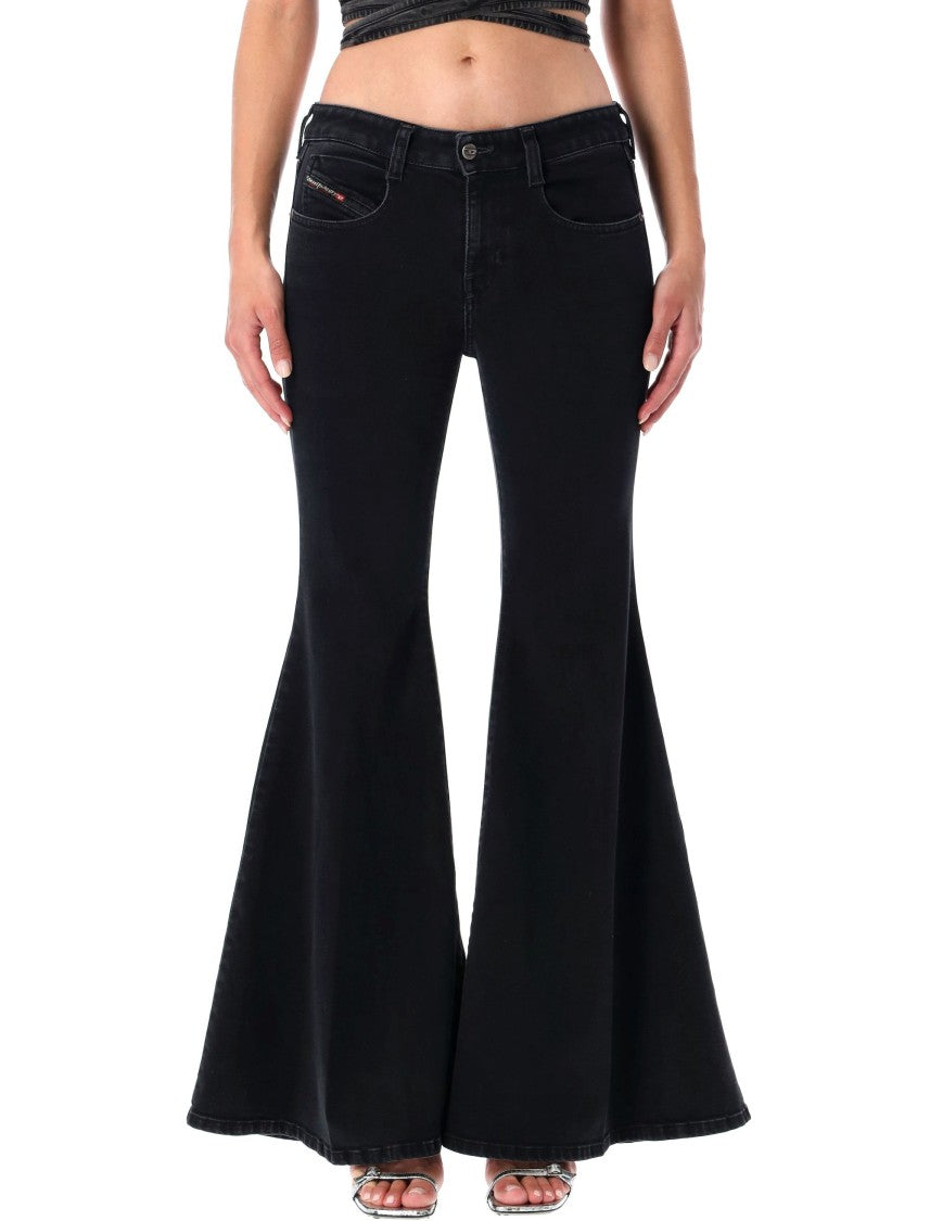 Diesel Black Low-Rise Flared Jeans 1970 D-Bleess