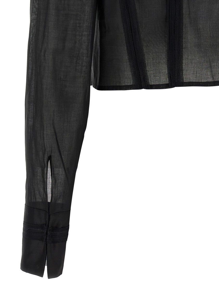 Elisabetta Franchi Logo Embroidery Maxi Crop Shirt