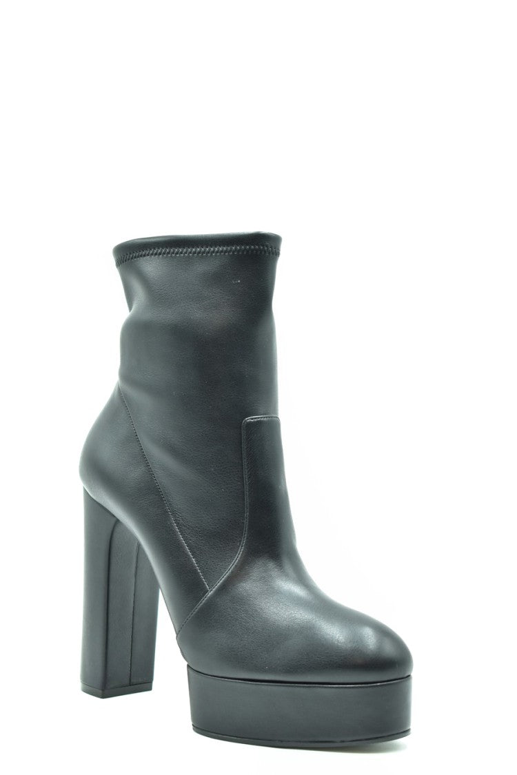 Casadei Black Leather Ankle Boots Block Heel