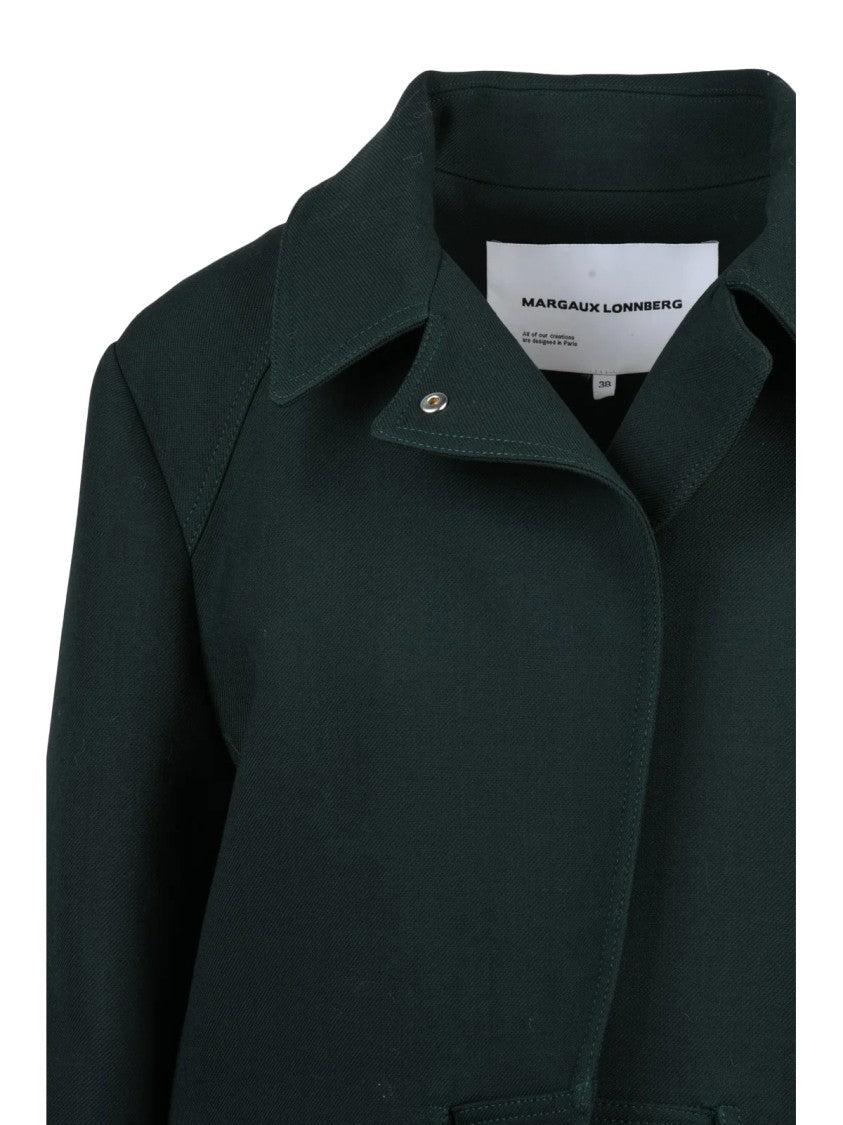 Margaux Lonnberg Green Snap-Button Wool-Blend Short Coat