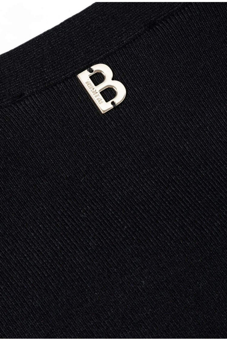 Blugirl Fitted Black Dress With Deep V-Neckline