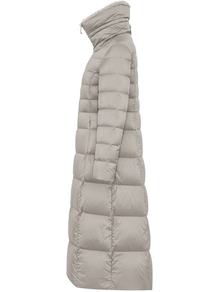 Duno Quilted Stand-Collar Long Down Coat