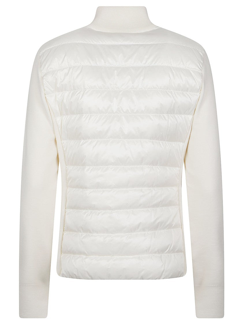 Moncler Tricot Padded Front Knit-Sleeve High-Collar Cardigan