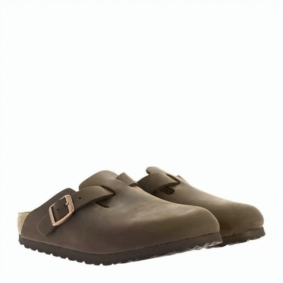 Birkenstock Oiled Leather Clogs With Adjustable Buckle And Cork Footbed