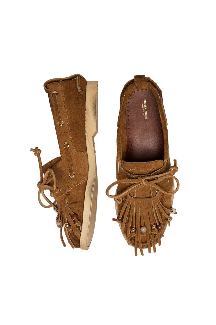 Golden Goose Suede Boat Loafers With Fringes
