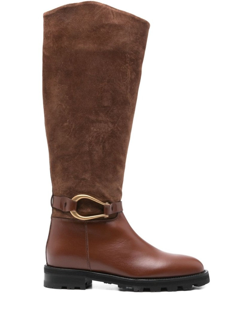 Roberto Festa Brown Silk And Nylon Pull Boots