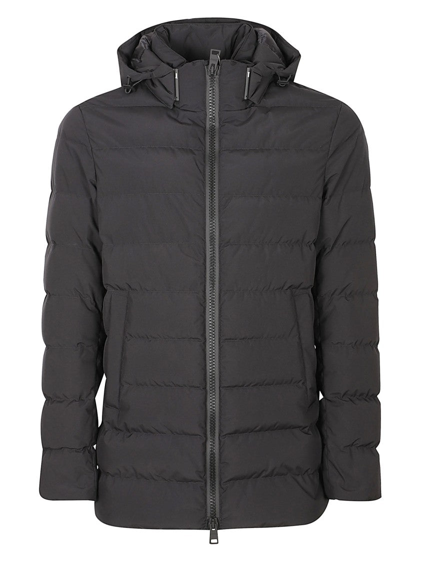 Herno Quilted Casual Jacket With Hood And Adjustable Features