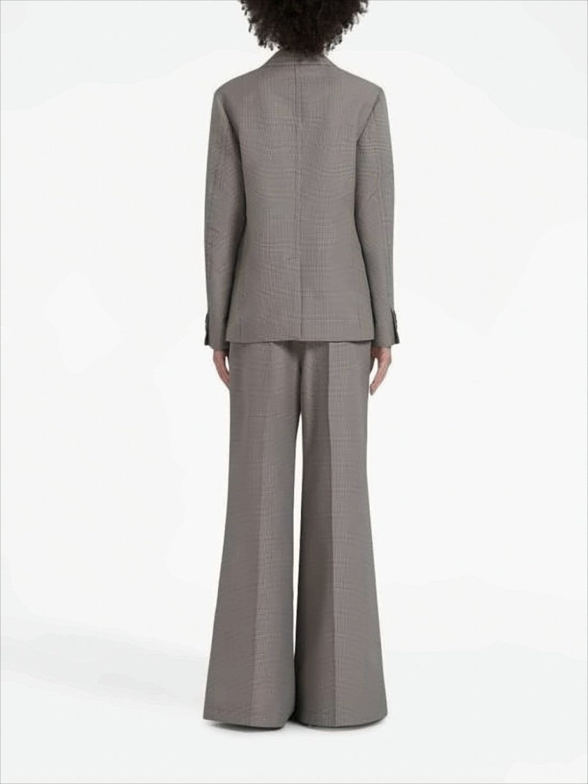 Marni Tailored Wide-Leg Flare Pants With Houndstooth Pattern