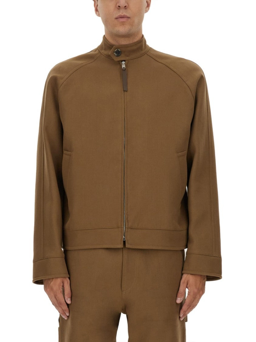 Moschino Structured Boxy Brown Jacket With High Collar