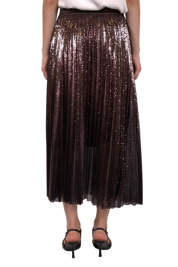 Peserico Brown Crepe Midi Skirt