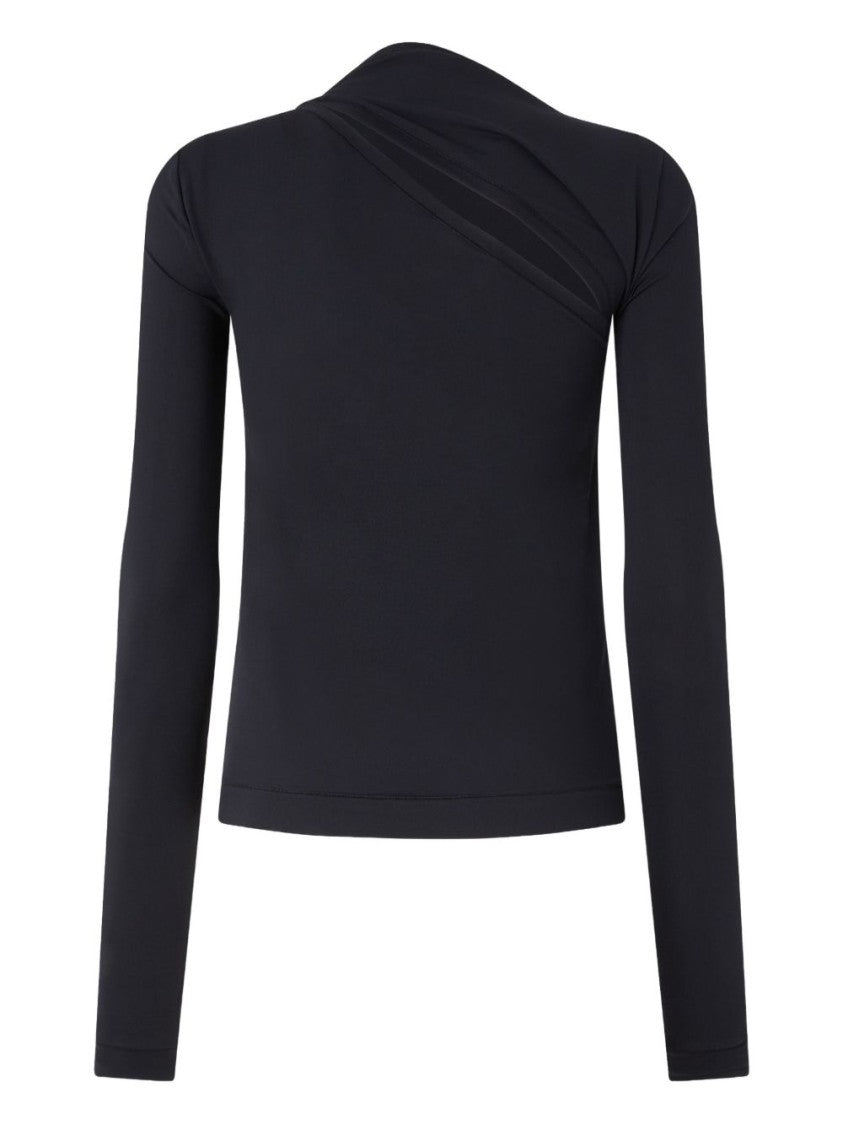 Pinko Long-Sleeved Asymmetrical Neckline Sweater
