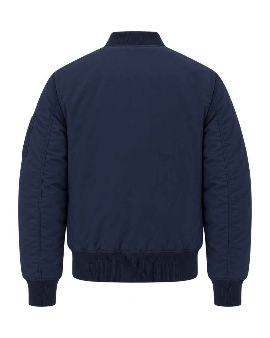 Alpha Industries Blue Ribbed Knit Padded Bomber Jacket