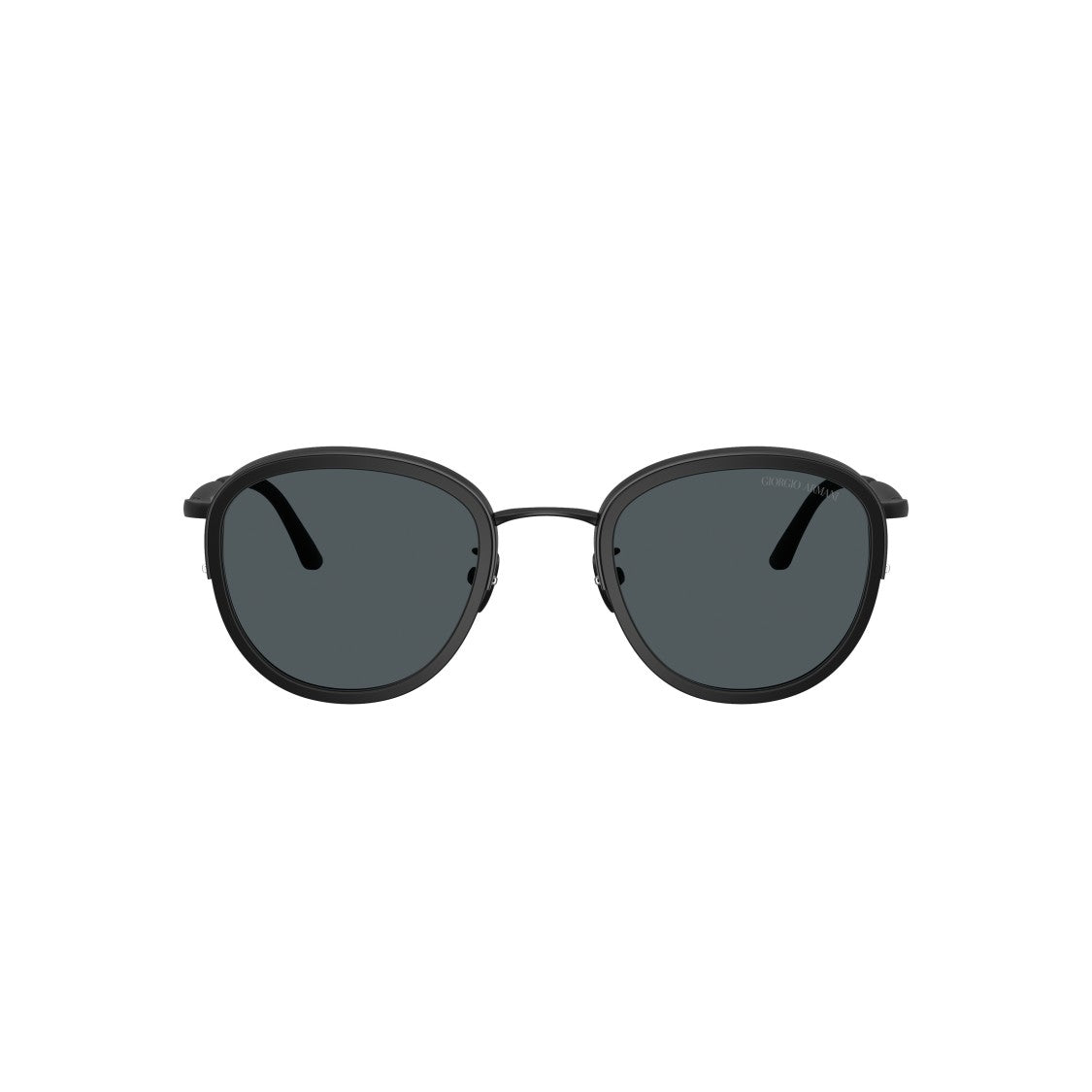 Giorgio Armani 0Ar6176 Matte Black Metal Frame Sunglasses With Rounded Lenses