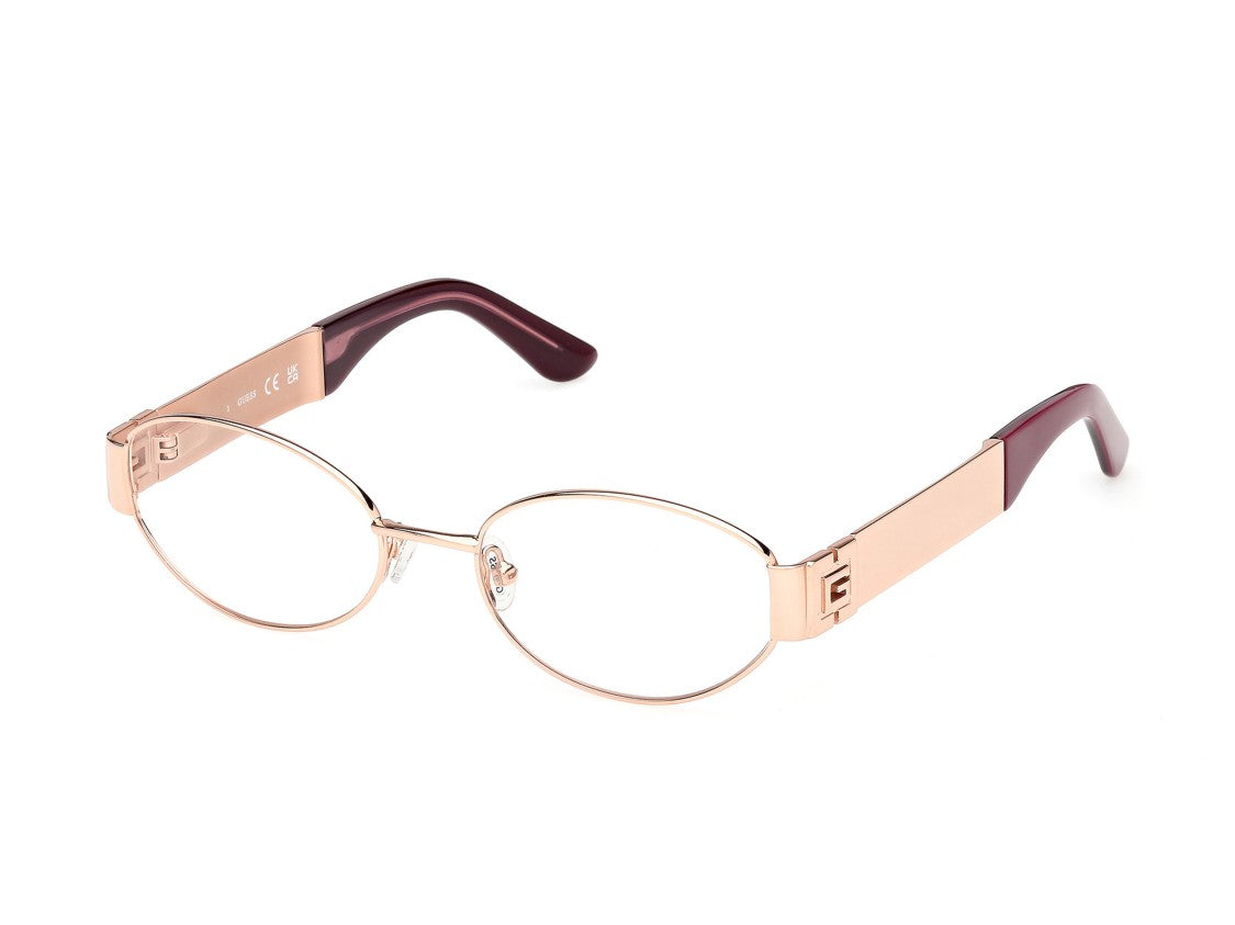Guess Burgundy Gu50314 Round Metal Eyeglasses