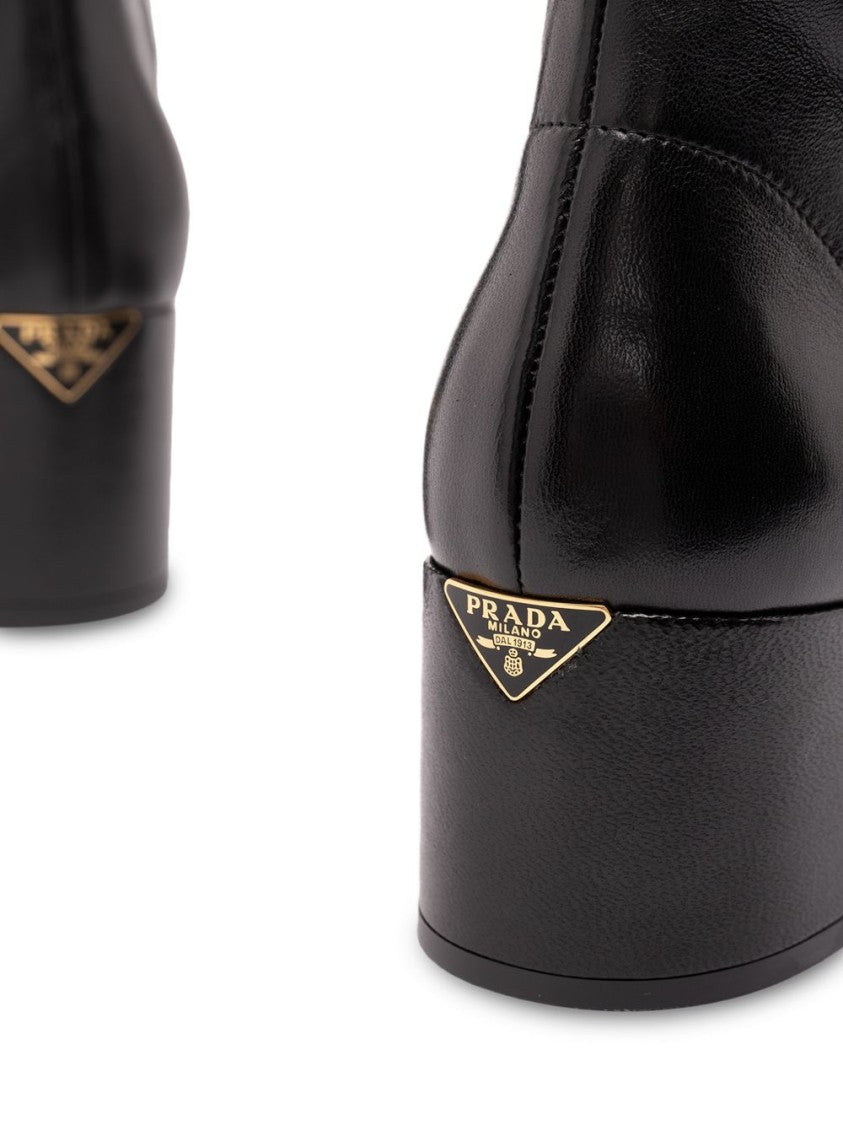 Prada Black Polished Lamb Leather Boots