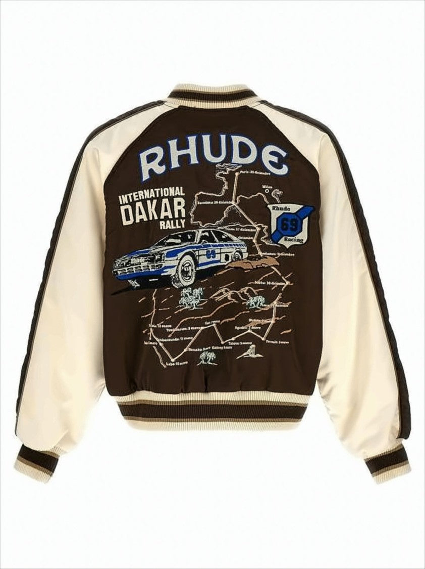 Rhude Cropped Brown Bomber Jacket