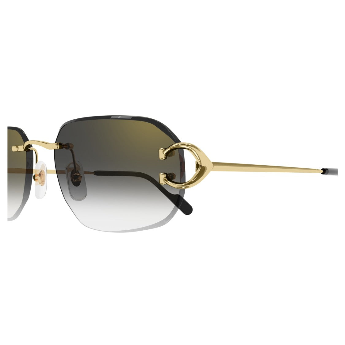 Cartier Rimless Gold Sunglasses With Rectangular Gradient Lenses
