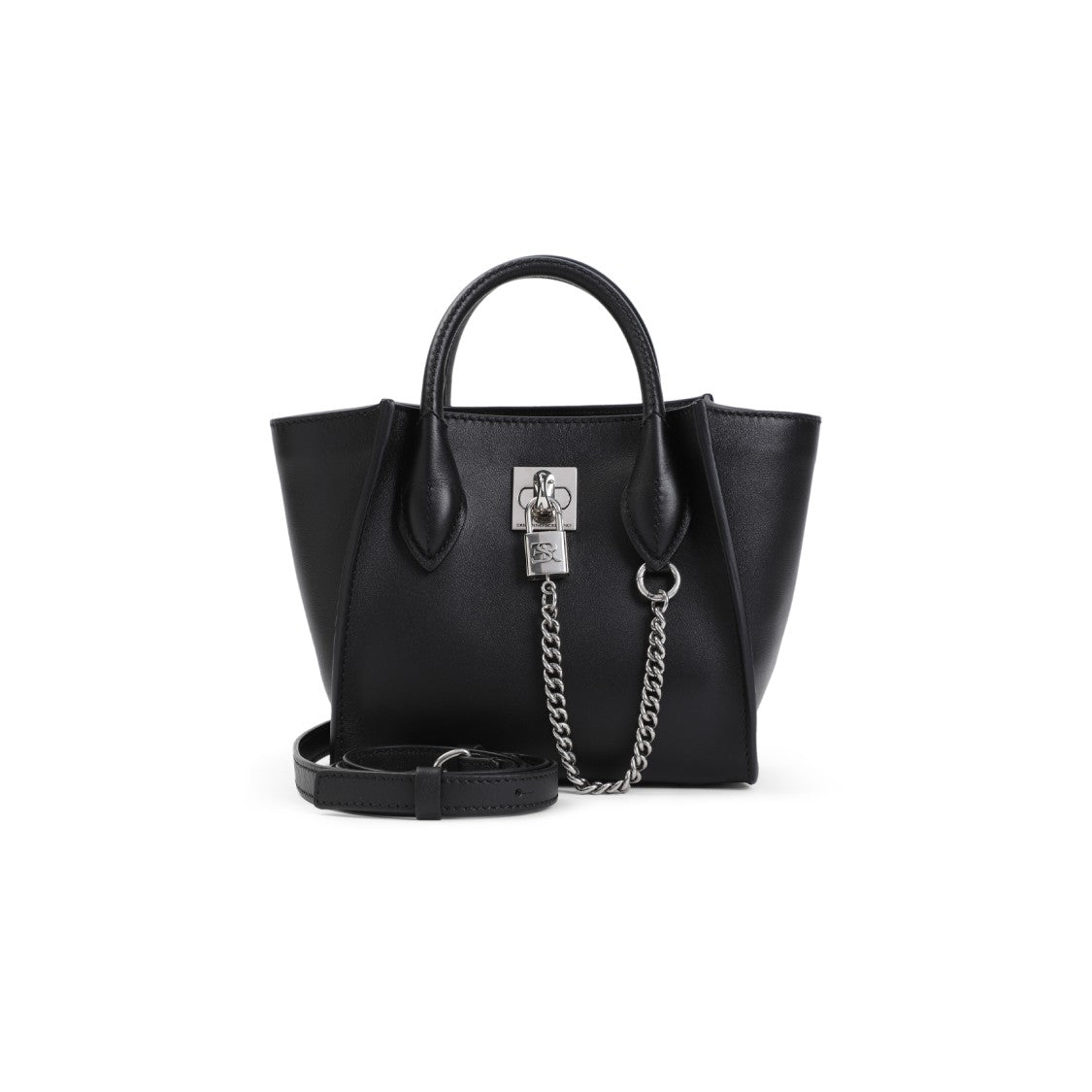 Ermanno Scervino Leather Handbag With Design And Chain Detail