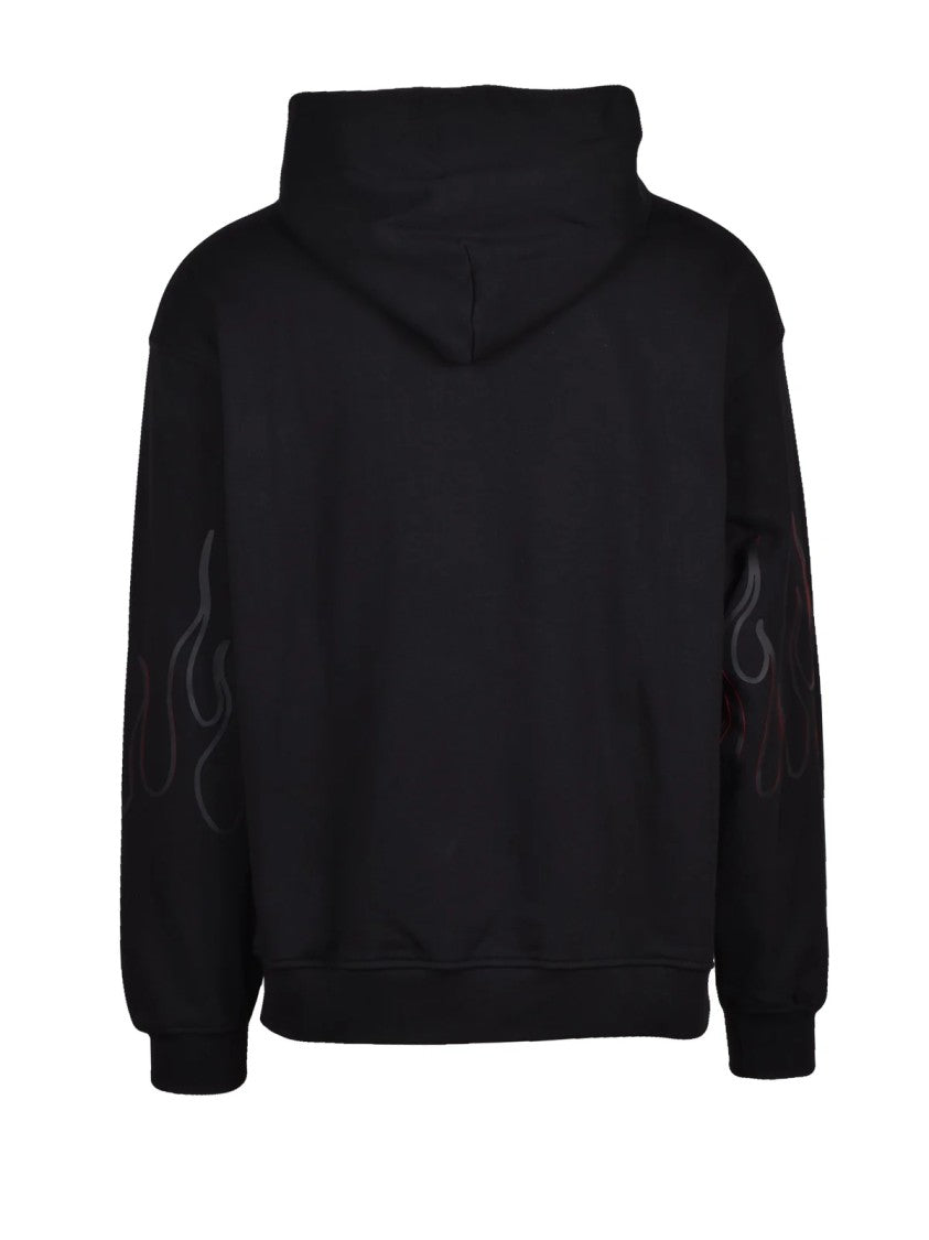 Vision Of Super Black Relaxed Fit Flame Graphic Cotton Hoodie