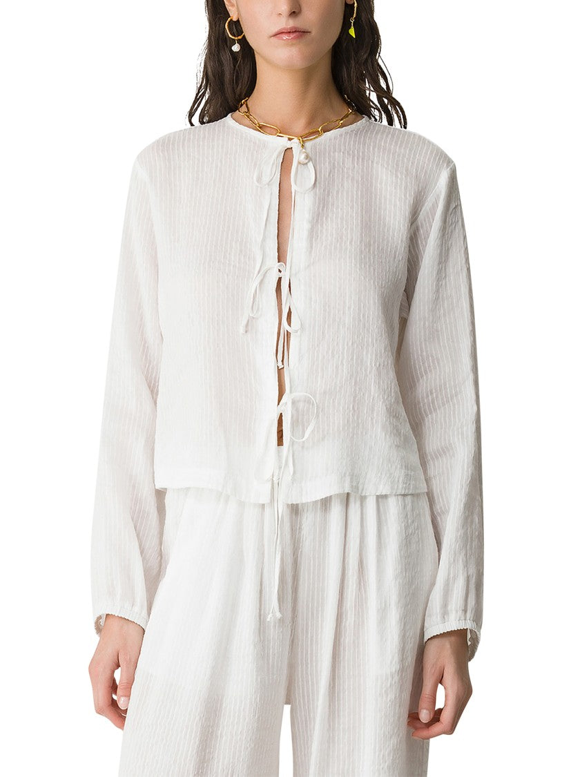 Forte Forte Lightweight Pinstriped Silk-Linen Voile Shirt