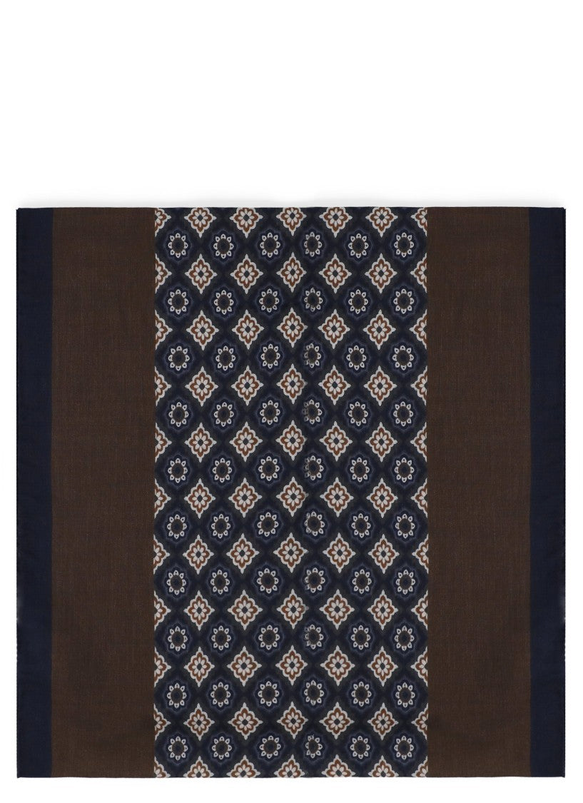 Altea Navy Blue Wool Geometric Scarf
