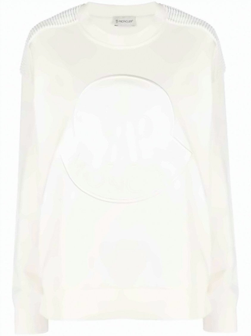 Moncler Relaxed-Fit White Sweatshirt With Embossed Logo Detail