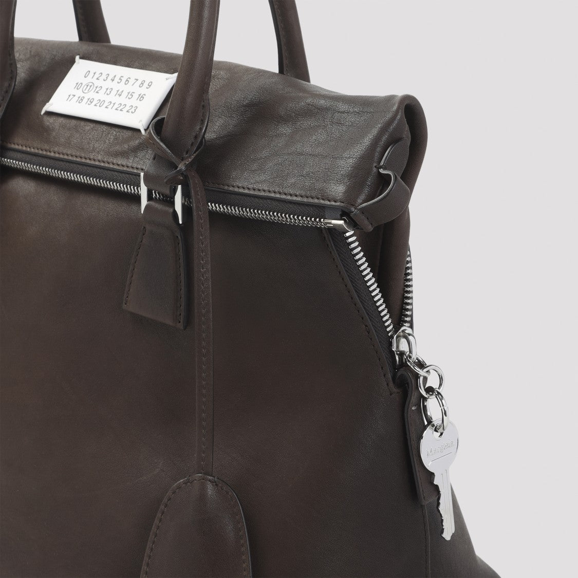 Maison Margiela Structured Brown Calf Leather Handbag