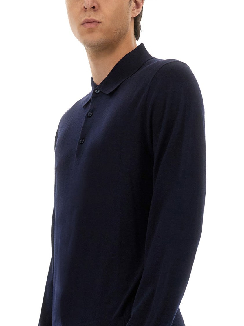 Sunflower Classic Black Wool Polo With Collared Neckline