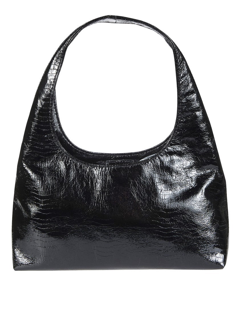 A.P.C. Black Baby Ninon Patent Logo Shoulder Bag