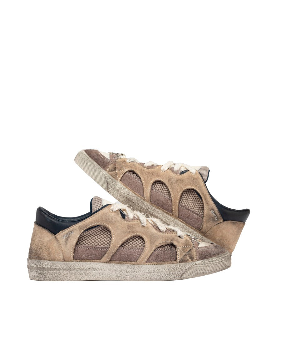 Santha Taupe Love Park Paura Monster Suede Sneakers